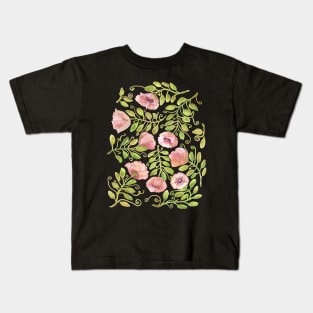 Pink Watercolor Poppies Kids T-Shirt